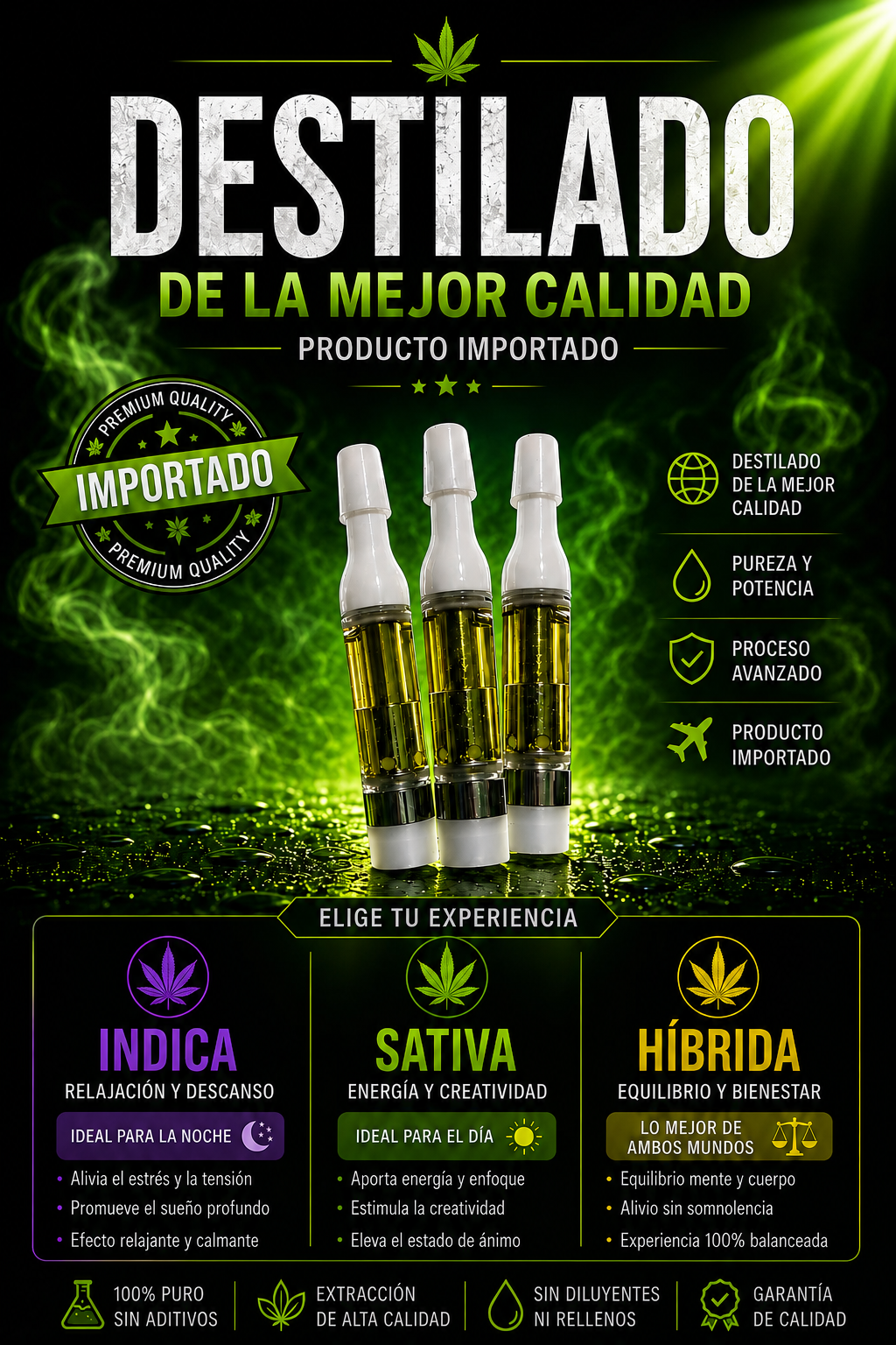 Importado Destilado Importado — Indica / Sativa / Híbrida, disponible en Urban Cloud Colombia